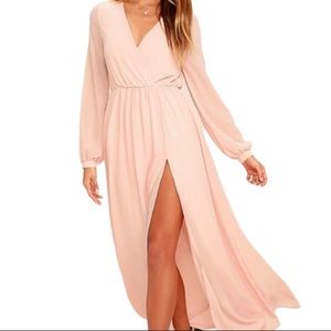 Lulus Wondrous Water Lilies Maxi Dress Blush Pink